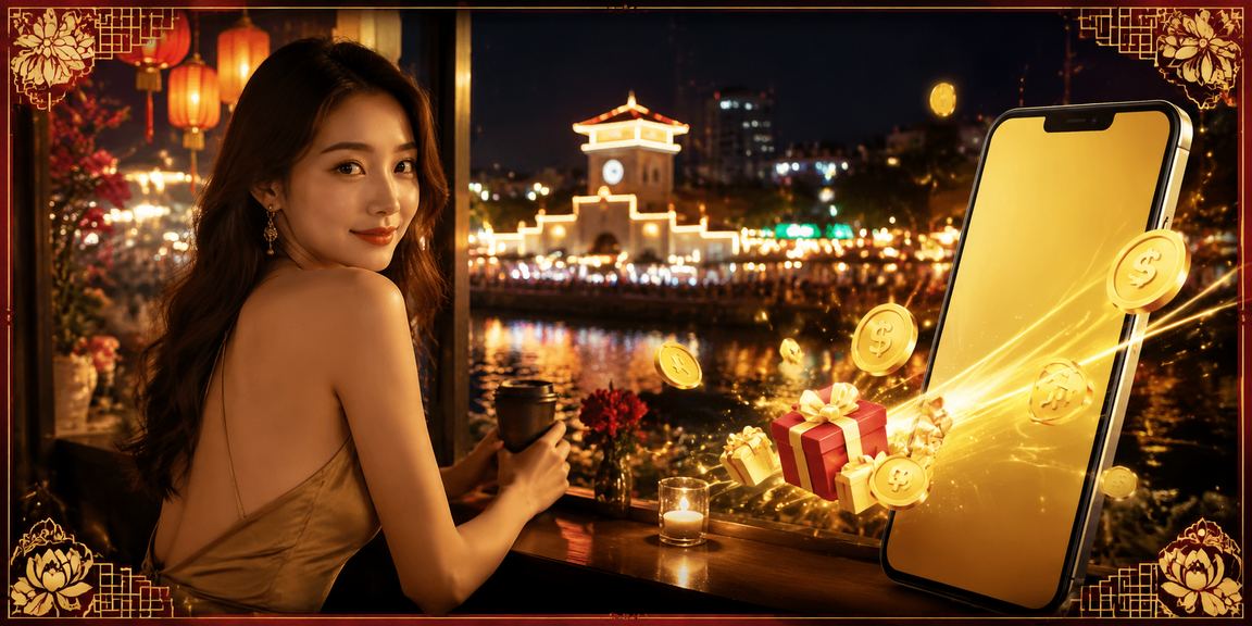 Người dùng tại TP.HCM sử dụng điện thoại để truy cập dịch vụ casino trực tuyến trong quán cà phê